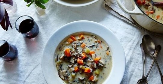 Грибной суп с диким рисом