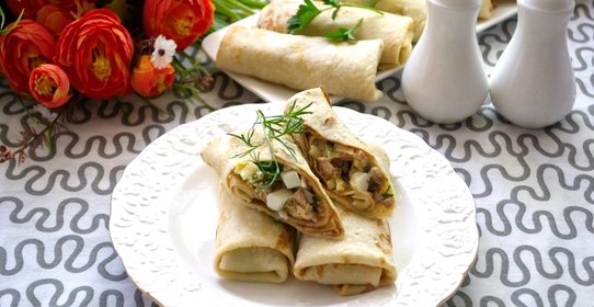 Блины с печенью трески