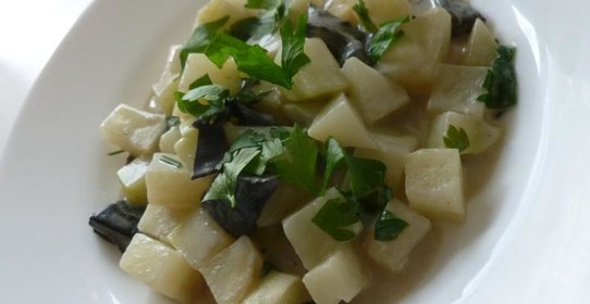 Рагу из кольраби и грибов