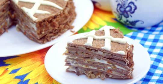 Блинный торт с печенью