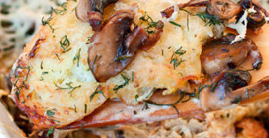 Драники, запеченные с грибами