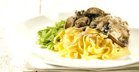 Тальятелле с шампиньонами в сливочном соусе
