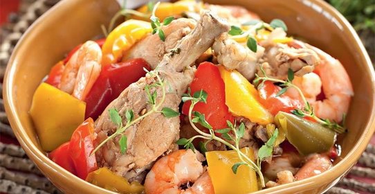 Курица с креветками