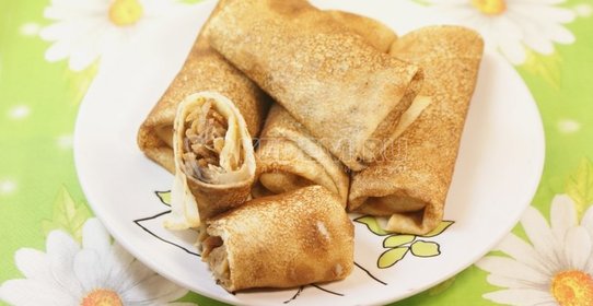 Блины с капустой и грибами