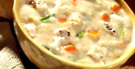 Грибной суп с курицей и сливками