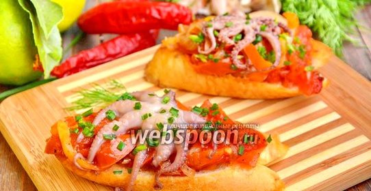 Брускетта с осьминогами