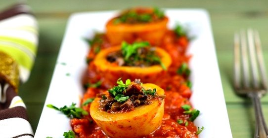 Картошка, фаршированная грибами, в духовке