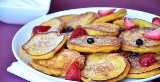 Оладьи с тыквенным пюре и яблоками