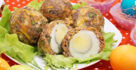 Мясные зразы с яйцом