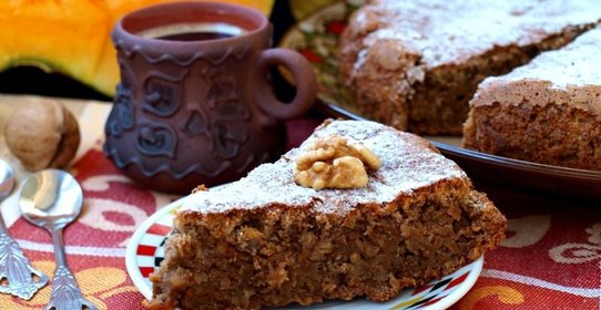 Тыквенный пирог с грецкими орехами