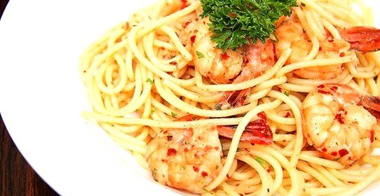 Спагетти с креветками