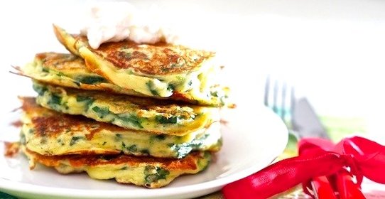 Оладьи со шпинатом и Горгонзолой