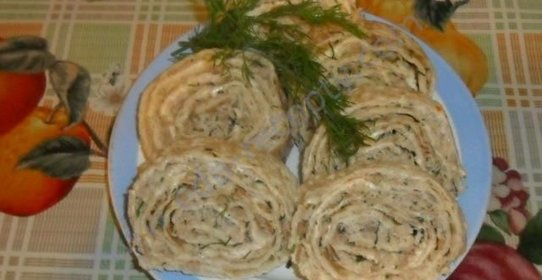 Рулет из лаваша с куриной начинкой