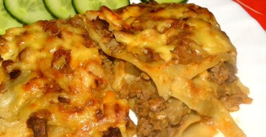 Лазанья с мясом и грибами