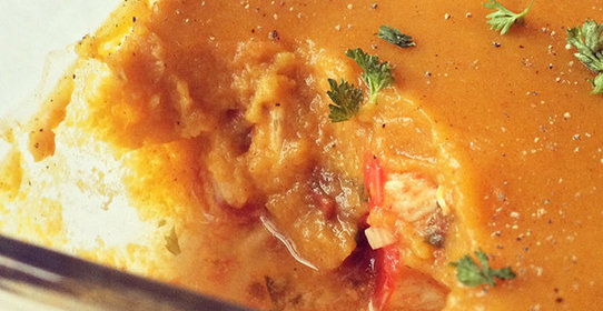 Куриное филе под тыквенным пюре