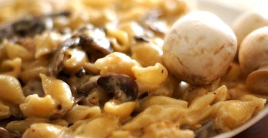 Паста с шампиньонами в сливочном соусе
