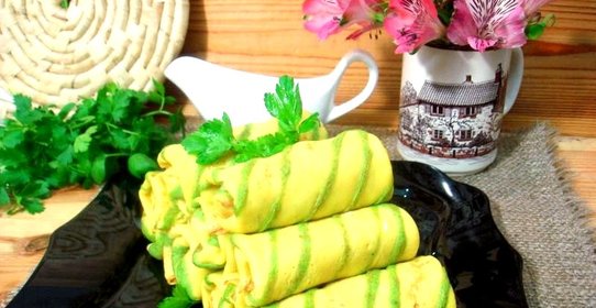 Блинчики полосатики с капустой