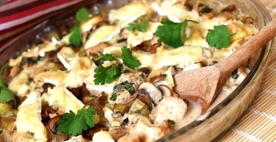 Куриное филе с грибами и сливками