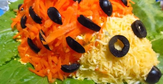 Салат Ёжик с корейской морковкой