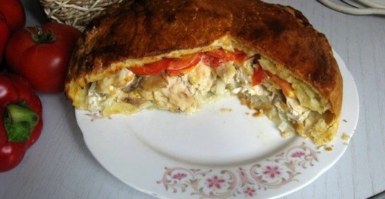 Пирог с грибами закрытый