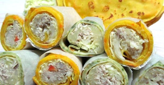 Цветные блинчики с начинкой