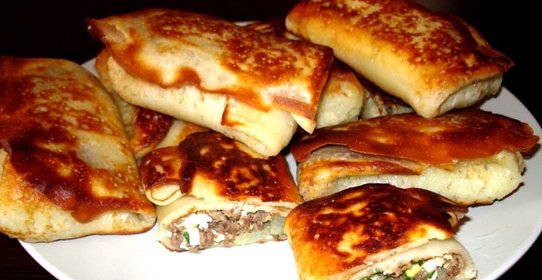 Блинчики с мясом и яйцом