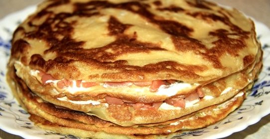 Блинный торт с семгой