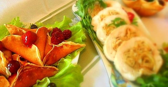 Блинчики с грибами и сыром