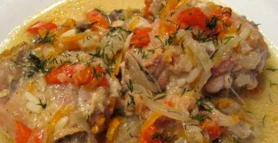 Курица с грибами и овощами