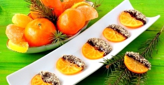 Карамелизованные мандарины в шоколаде