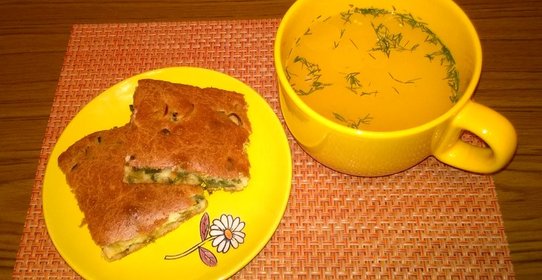 Заливной пирог с луком-пореем