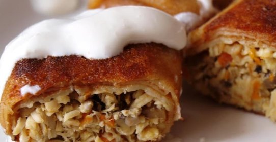 Блинчики с курицей и грибами