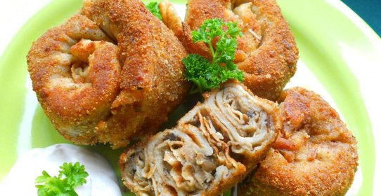 Блинчатые пирожки с грибами Улитки