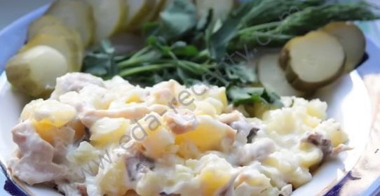 Картошка с грибами в микроволновке