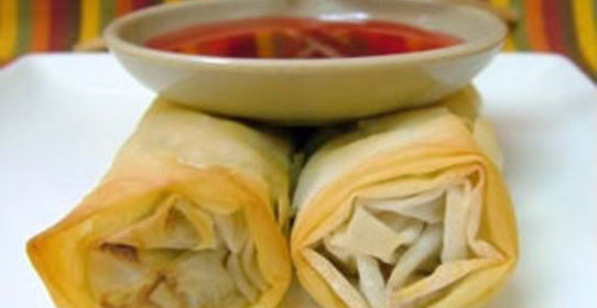 Китайские блинчики из теста фило с креветками