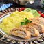 Колбаска из куриного фарша с начинкой из яиц и сыра