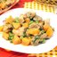 Мясо с тыквой и зеленым горошком