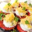 Башенки из баклажанов с помидорами, сыром и яйцом