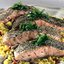 Лосось с полентой и кукурузой