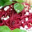 Спагетти со свеклой, брынзой и кедровыми орешками