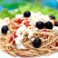 Спагетти с фетой и оливками