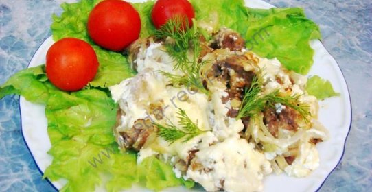 Куриная печень под сыром