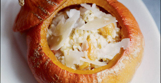 Ризотто с печеной тыквой, каштанами и маскарпоне