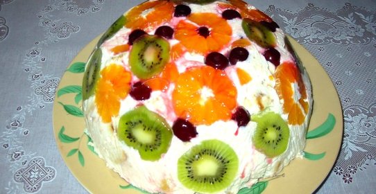 Фруктово - сметанный торт