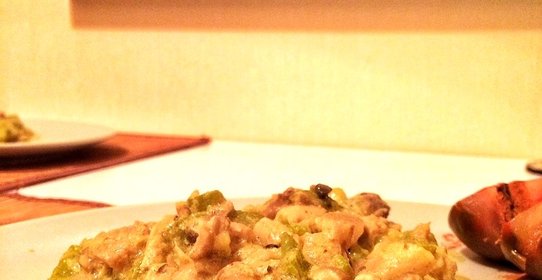 Рагу из кабачков и грибов с кефиром