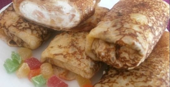 Блинчики с творожно-яблочной начинкой