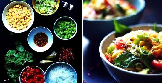 Стеклянная лапша с имбирным соусом