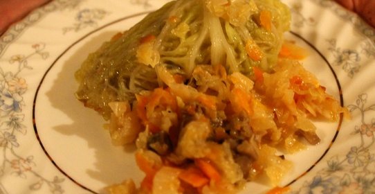 Голубцы из савойской капусты с грибами (без мяса)