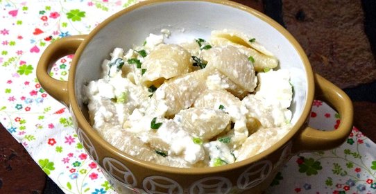 Макароны с сыром и творогом