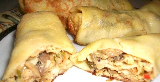 Блины с мясом и грибами